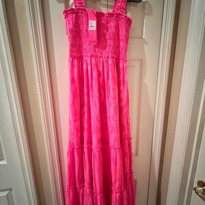 NWT Lilly Pulitzer Hadly smocked maxi dress in Roxie pink. Size XS. $190.00